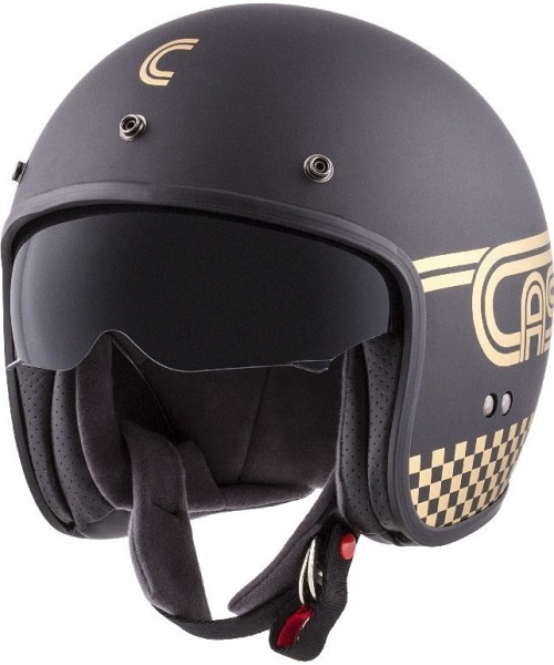 Open Face Helmets Cassida: Motociklininko šalmas Cassida Oxygen Rondo 2023 Black Matte/Gold