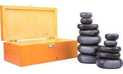 Akmenys masažui inSPORTline: Lavos masažinių akmenų rinkinys inSPORTline Basalt Stone 12vnt.