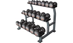 Dumbbell Stands inSPORTline: 3 lygių horizantalus stovas hanteliams inSPORTline Profirack III PRO