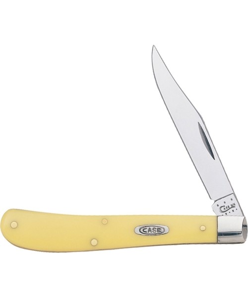 Hunting and Survival Knives W.R. Case & Sons Cutlery Co.: Sulankstomas peilis Case CV Barehead Slimline Trapper, geltonas