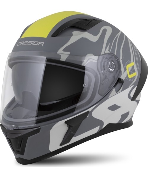 Full Face Helmets Cassida: Motociklininko šalmas Cassida Orbit Multivers Matinė pilka/šviesiai pilka/šviesiai geltona/juoda