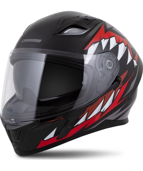 Full Face Helmets Cassida: Motociklininko šalmas Cassida Orbit StriX Red/Gray/White/Black