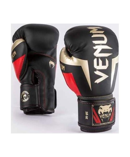 Bokso pirštinės Venum: "Venum Elite" bokso pirštinės - juodos/auksinės/raudonos
