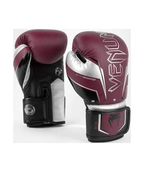 Boxing Gloves Venum: "Venum Elite Evo" bokso pirštinės - bordo/ sidabro spalvos