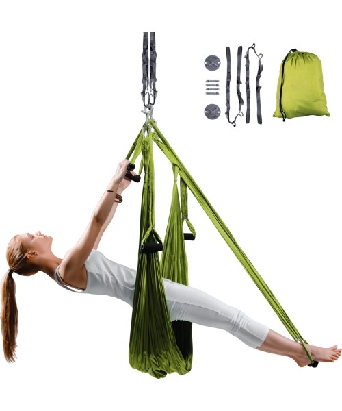 Yoga Sets inSPORTline: Oro jogos hamakas su laikikliais ir dirželiais inSPORTline Hemmok Green