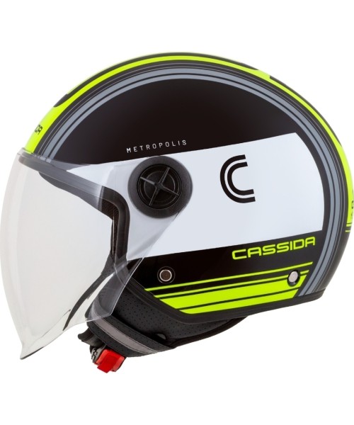 Scooter Helmets Cassida: Motociklininko šalmas Cassida Handy Metropolis Juoda/balta/juodai geltona/pilka