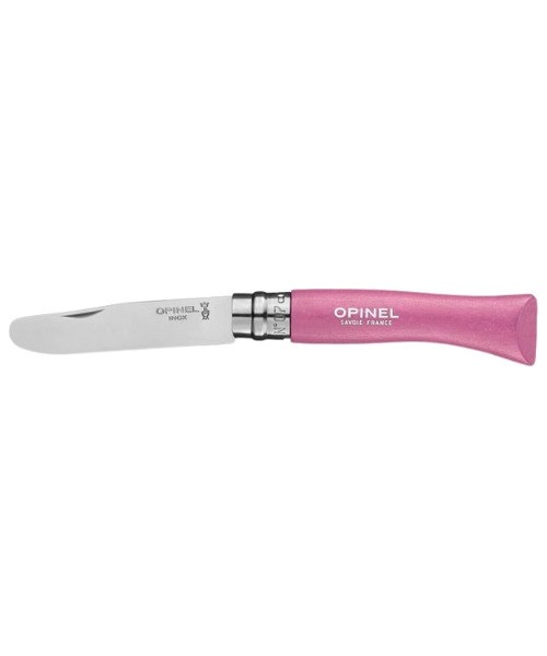 Medžiokliniai ir išgyvenimo peiliai Opinel: Vaikiškas peilis My first Opinel Nr.7 rožine rankena