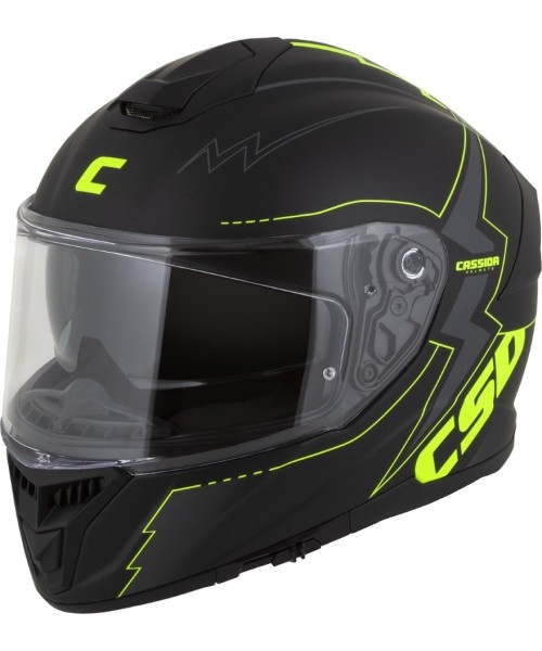 Viso veido šalmai Cassida: Motociklininko šalmas Cassida Integral GT 2.1 Flash Matinė juoda/juodai geltona/tamsiai pilka