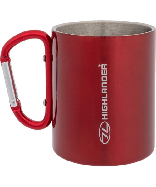 Canteens and Mugs Highlander: Nerūdijančio plieno puodelis su karabinu HIGHLANDER 300ml - raudonas