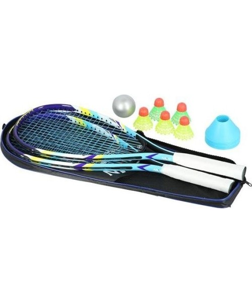 Badmintono rinkiniai Nils: Greitojo badmintono rinkinys Nils NRS005, 2 raketės, badmintono plunksniukai, žymekliai, kamuoliuk...
