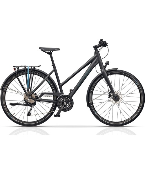 Dviračiai jaunimui ir suaugusiems : CROSS QUEST Trek Lady 28" 30G dydis 18" (45cm) (juoda matinė)