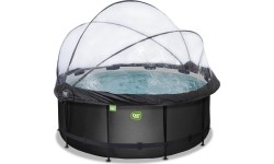 Above Ground Pools Exit: EXIT Black Leather pool ø360x122cm with sand filter pump and dome - black