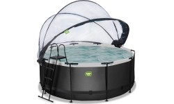 Above Ground Pools Exit: EXIT Black Leather pool ø360x122cm with sand filter pump and dome - black