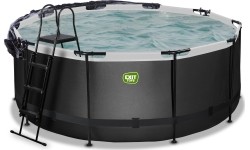 Above Ground Pools Exit: EXIT Black Leather pool ø360x122cm with sand filter pump and dome - black
