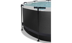 Above Ground Pools Exit: EXIT Black Leather pool ø360x122cm with sand filter pump and dome - black