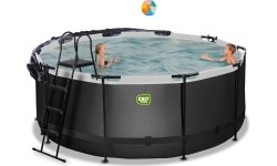 Above Ground Pools Exit: EXIT Black Leather pool ø360x122cm with sand filter pump and dome - black
