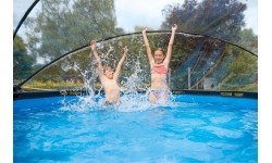 Above Ground Pools Exit: EXIT Black Leather pool ø360x122cm with sand filter pump and dome - black
