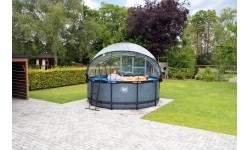 Above Ground Pools Exit: EXIT Black Leather pool ø360x122cm with sand filter pump and dome - black