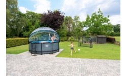 Above Ground Pools Exit: EXIT Black Leather pool ø360x122cm with sand filter pump and dome - black