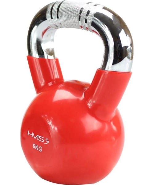 Metalinės giros dengtos guma HMS: KTC KETTLEBELL SU CHROMUOTA RANKENA HMS