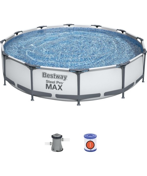 Viršžeminiai baseinai Bestway: Baseino lubos 12 pėdų 366x76 cm SteelPRO 3 in 1 BESTW